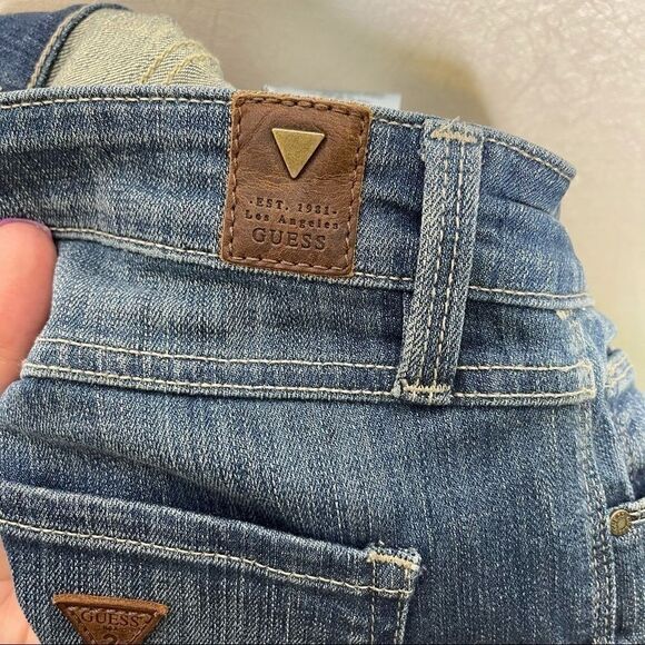 Guess cropped kick flare raw hem jeans blue 26 - Picture 7 of 7